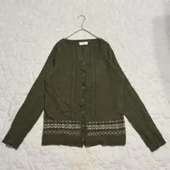 ［cloudnine］モスグリーンカーディガン(M〜L)/羽織り ニット
