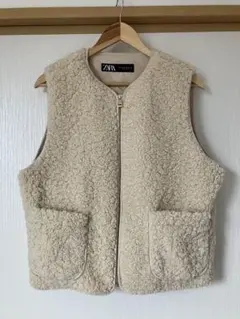 ZARA オフホワイト ボアベスト Mサイズ