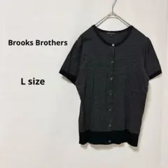 Brooks Brothers カーディガン　L ボーダー柄　半袖　グレーのサムネイル