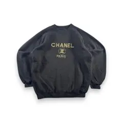 超希少 90s シャネル CHANEL スウェット トレーナー 黒 刺繍 古着のサムネイル