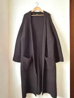 美品 【Marimekko マリメッコ】ロングカーディガン・コート ブラック S 