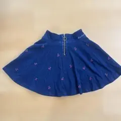 mezzo pianoジュニア ❤︎ チェリー刺繍 デニムスカート（S）