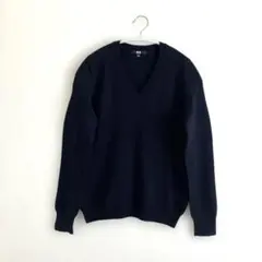 ユニクロカシミヤ100%Ｖネックセーター　(ダークネイビー)