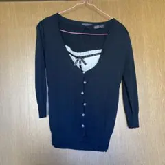 長袖カーディガンと半袖のアンサンブル