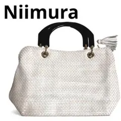 niimura ニイムラ　レザーメッシュバッグ　ホワイト