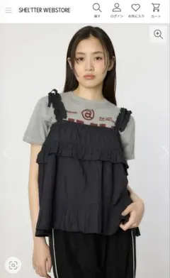 RODEO CROWNS ブラック2WAYフリルキャミソール