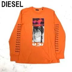 A7655 ディーゼル 長袖Tシャツ ロンT 綿 プリント オレンジ Mのサムネイル