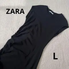 ZARA カットソーワンピース ブラック L