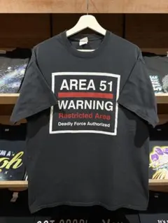 00s AREA51 WARNING メッセージT フェード ブラック XL