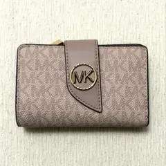 マイケルコース 二つ折り財布 ピンク ロゴ