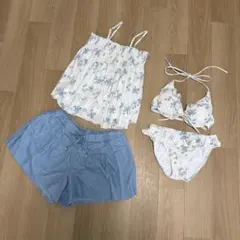 earth music&ecology 水着4点セット Mサイズ 花柄