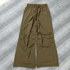 java ナイロンワイドパンツ XL ブラウン