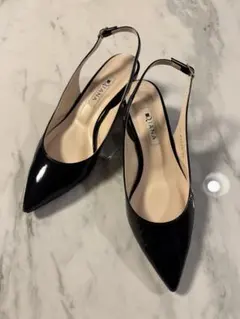 DIANA 黒 スリングバックパンプス 中ヒール