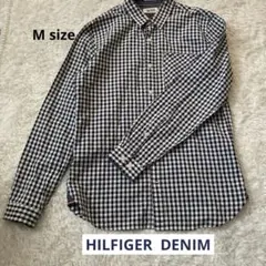 HILFIGER DENIM ギンガムチェック　 シャツ　ネイビー　M