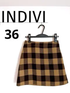 【美品】INDIVI インディヴィ チェック柄ミニスカート リバーシブル