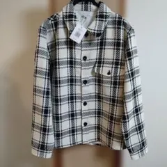 新品　BANKS JOURNAL チェック柄シャツジャケット 白　　　　　　XL
