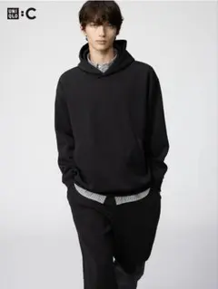 UNIQLO : C スウェットオーバーサイズプルパーカー ブラック　M