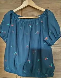 earth music&ecology 花柄刺繍ブラウス ネイビー Fのサムネイル