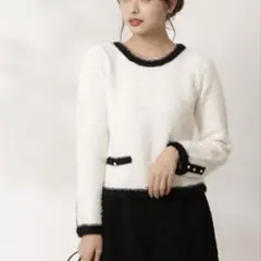 proportion プロポーション　バイカラーニットトップスきれいめフェミニンのサムネイル