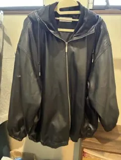 JEANASIS フード付きレザージャケット 黒