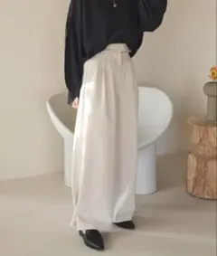 hinari ヘムフック２WAYワイドパンツ アイボリー Ｓsize