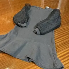 売り切りプティマイングレー 七分袖 ドット柄シースルーワンピース120