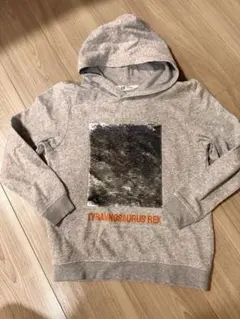 H&M パーカー　スパンコール　グレー　140 トップス