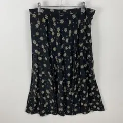 ヴィンテージ 美品 大きいサイズ 花柄フレアスカート ミモレ丈 総柄 15号