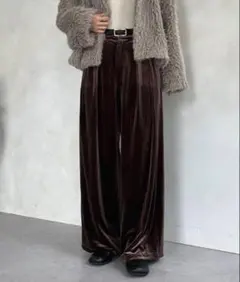 【新品未使用】 Thevon2タックベロアパンツ ブラウン完売商品最終値下げ