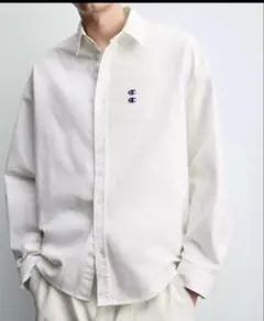 CHAMPION ® X ZARA パッチ付きオックスフォードシャツ　M 白のサムネイル