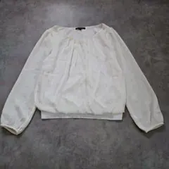 23区 シフォンブラウス 長袖 カットソー プルオーバー 38 白 1530Hのサムネイル