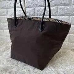 BURBERRYBLUE LABEL✨大容量トートバッグ　ノバチェック　レザー