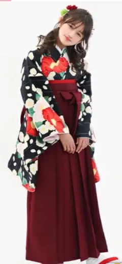 花柄着物と袴の4点セット