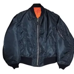 ALPHA 90s USA製 ビンテージ MA-1 ネイビー 黒タグ Lサイズ