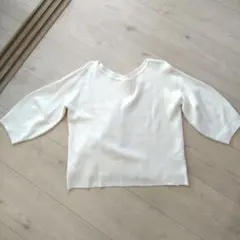 美品　ホワイト　コットンニット　カットソー