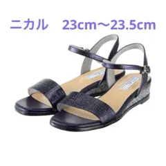 ニカル レザー グリッターソール ストラップサンダル　M