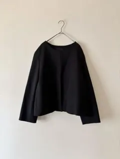 美品　ユニクロ　ポンチラウンドネックジャケット　ノーカラー　大きい　3XL 黒のサムネイル
