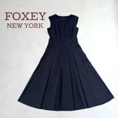 美品Foxey♡フォクシーニューヨーク 洗える ノースリーブ タック ワンピース 洗える 美品】フォクシー ノースリーブ タックワンピース ドレス