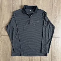 美品　モンベル　WIC.ボーダーロングスリーブジップシャツ メンズL シャドウ