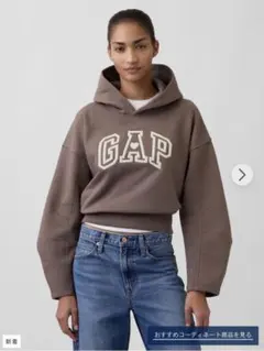 GAP ヴィンテージソフト オーバーサイズクロップドランタンスリーフパーカー