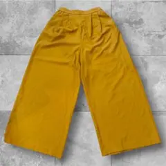 マスタード ワイドパンツ ゴムウエストMサイズ