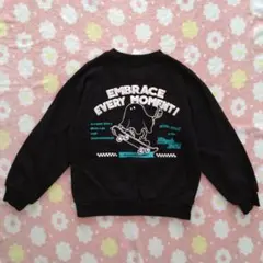 【新品・タグ付き】長袖トレーナー オバケ 裏毛 140 黒 秋冬