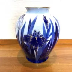 ☆ 宮内庁御用達 深川製磁 有田焼 金彩 菖蒲 あやめ 花瓶 花生 30cm