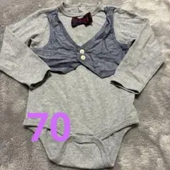 Tommyベスト風ロンパース グレー 18M トミー　70