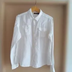 L ユニクロ リネンシャツ premium linen ホワイトのサムネイル