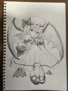 新品未開封　直筆　手描きオリジナルイラスト 色紙　レミリア　スカーレット 東方 project レミリア・スカーレット 女の子 手描き イラスト