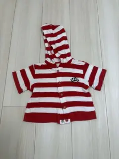 【サイズ80】COMME CA ISM 赤白ストライプ カーディガン