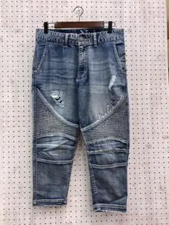 MCD エムシーディー バイカー デニムパンツ ダメージ加工 刺繍ジーンズ