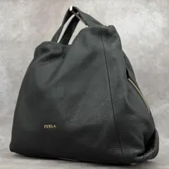 【美品✨】フルラ エリザベス ショルダーバッグ 肩がけ レザー 本革 A4 黒のサムネイル