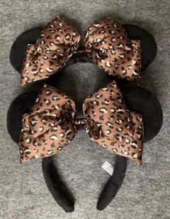 ディズニー　カチューシャ　ミニー ヒョウ柄 2個　ペア お揃い ブラウン　茶色